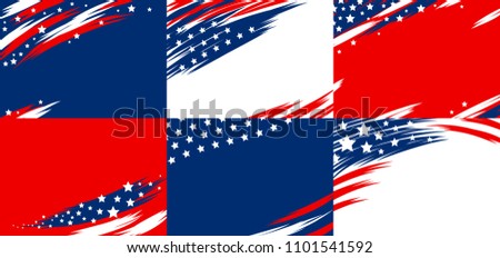 Set of USA banner abstract background design of american flag vector illustration
