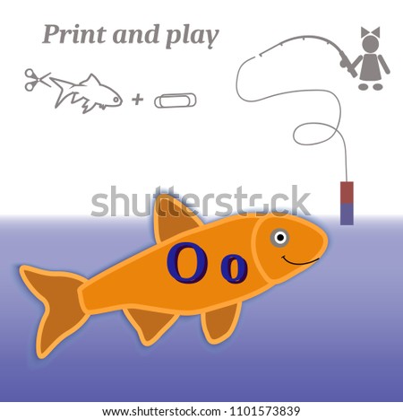 Simple game. Print and play. Education. Alphabet. Letters. Fishing.
