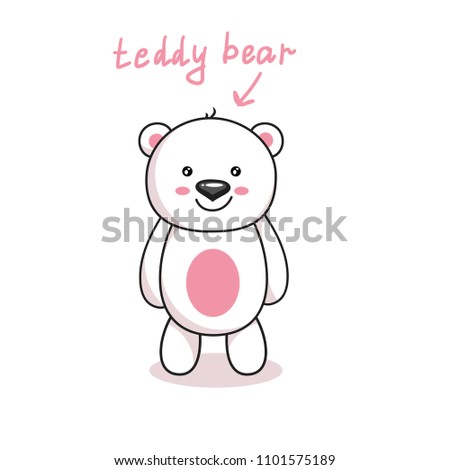 Cute cartoon Teddy bear, vector illustration isolated on white background