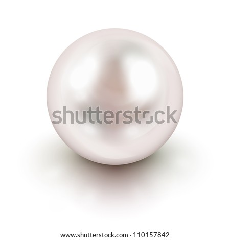 Shiny natural white pearl with light effects Royalty-Free Stock Photo #110157842