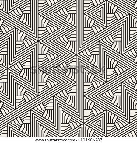 Abstract geometric pattern with stripes. Vector seamless background. Black and white linear lattice texture.