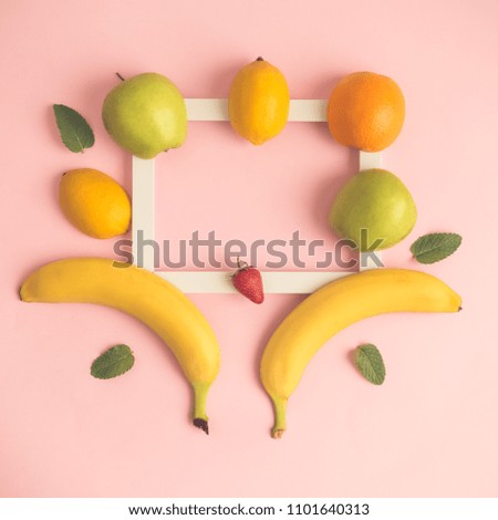 Minimal fruit flat lay creative concept. Space for copy.