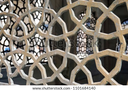 Ornaments of the fountain of the Suleymaniye Mosque, Istanbul, Turkey.                              