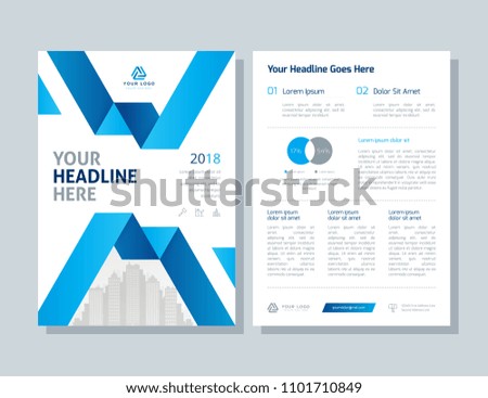 Annual report, broshure, flyer, magazine abstract background blue cover vector size template A4. Corporate Presentation, Poster, Banner, Color Book