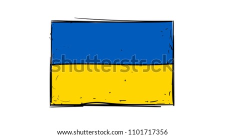 Vector hand drawing of Ukraine flag illustration