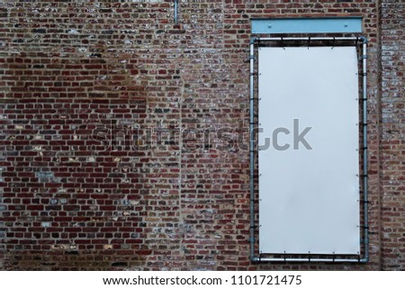 Banner Rectangular White Mockup on Brickwall