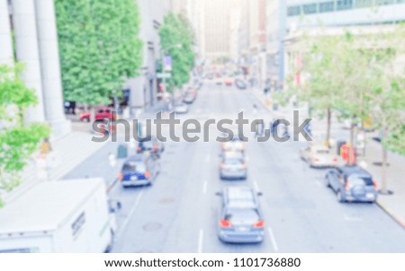 Defocused background of a central street in San Francisco, USA. Intentionally blurred post production for bokeh effect