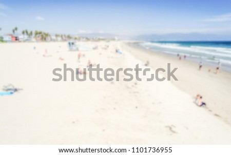 Defocused background of Venice Beach in California, USA. Intentionally blurred post production for bokeh effect