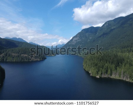 Stunning view from the air for lake and mountains, Canada, BC
