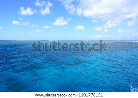 Blue sea over the Agincourt Ribbon Reef in the Coral Sea, Great Barrier Reef, Australia