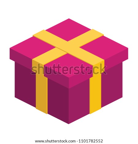Isometric Pink & Gold Gift Box