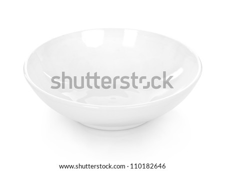 White ceramic bowl on white background Royalty-Free Stock Photo #110182646