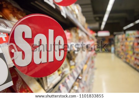 supermarket discount sign with copy space,business concept