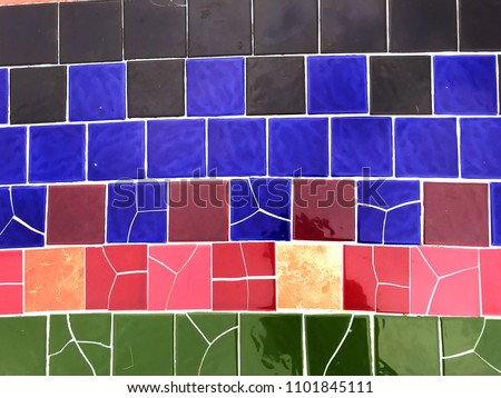Colorful mosaic by recycle tile broken or stone and random patch suitable as background
