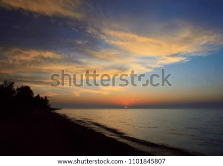 Colorful sunrise along Lake Huron