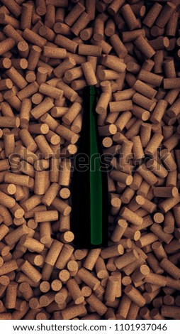 3D wine bottle without label in corks