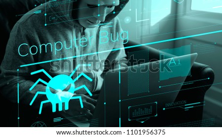 Anonymous hacker committing a computer crime