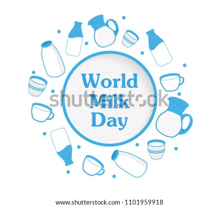 World milk day, Blue and white colour. Vector illustration EPS10