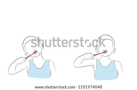proper brushing of teeth. medical recommendations. vector illustration.