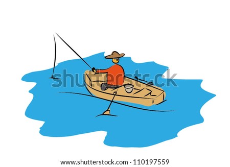 Man sitting in boat fishing