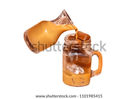 Tea Thai with ice to creative for design and decoration isolate on background.