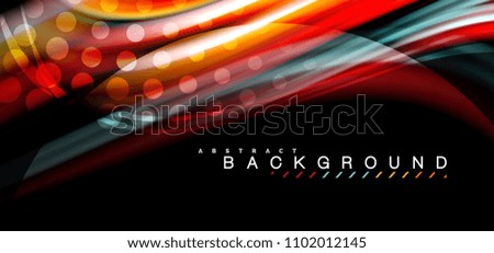 Multicolored wave lines on black background vector design