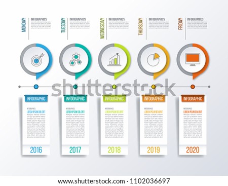 Timeline infographics vector template. Business concept for diagrams, graphs, web design.