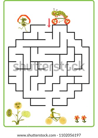 Funny maze game for Preschool Children. Illustration of logical education for children of preschool age.