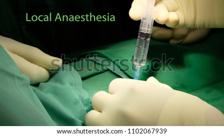 Local anaesthetic drugs being administered to the patient in minor procedure of circumcision.