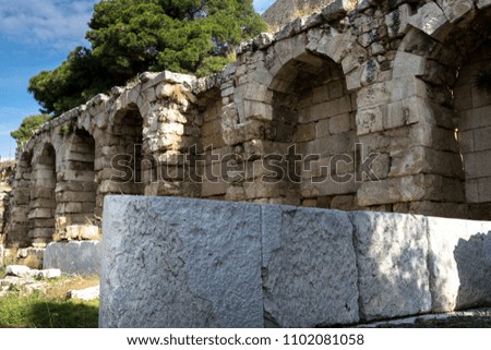 Acropolis of Greece. Ancient ruins. Greek background.