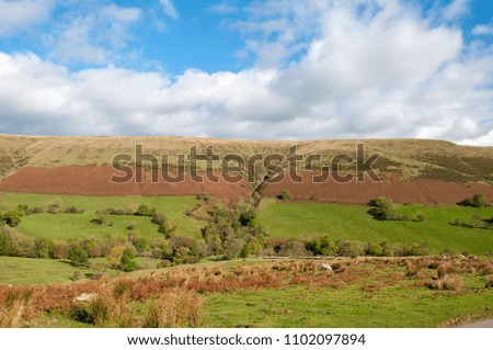 Black mountains scenery along the border of England and Wales in autumn