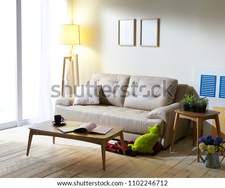 Modern style living room interior with sofa and tea table