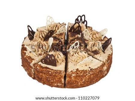chocolate cake on white background