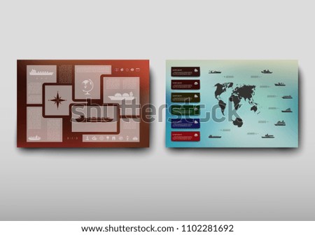 Map geographic business infographics leaflet cover presentation abstract, technology annual report brochure flyer design template vector