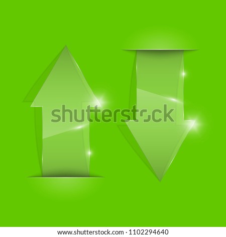 Transparent arrow banners set. Direct glassy shape. Abstract arrows Background. Business infographic presentation diagram. Section compare service. down arrow trend. Paper index. Exact pointer