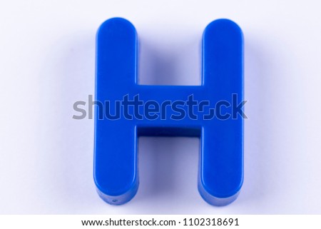 letter H uppercase alphabet isolated made of plastic on white background with shadows