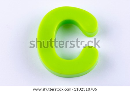 letter C uppercase alphabet isolated made of plastic on white background with shadows
