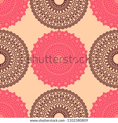 Ethnic Seamless Pattern. Abstract Oriental Mandala Background. Vintage Rapport for Wallpaper, Textile, Fabric and Paper. Seamless Pattern with Mandala