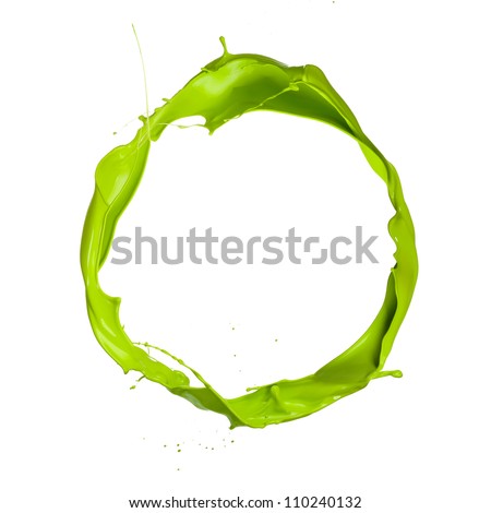 Isolated shot of green paint splash on white background
