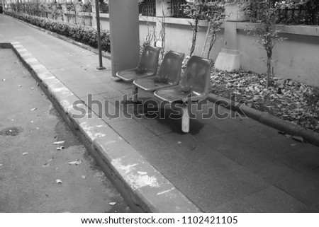 Beautiful emptiness background,Chair idea on footpath.