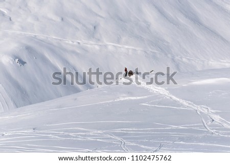 The snow ski resort Gudauri in Caucasian mountains.