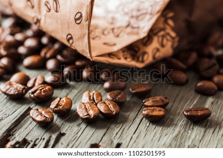 coffee beans on a wooden background