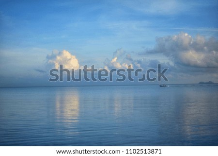 Beautiful seascape ocean horizon and blue sky at Summer season. Travel and Summer vacation in Thailand. Beautiful seascape background concept and empty space.