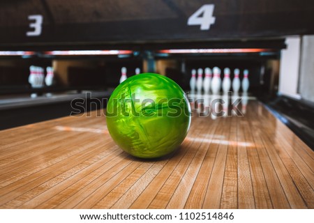 Bowling ball on bowling alley