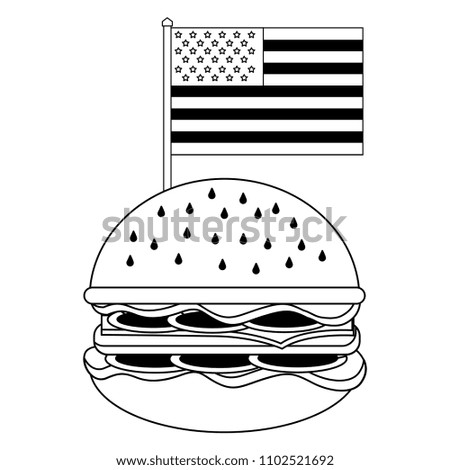 fast food burger and american flag
