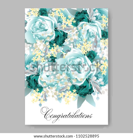 Wedding invitation vector template card Beautiful soft mint peony vintage background flowers bouquet for birthday card bridal shower baby shower invites congratulations and celebrations party