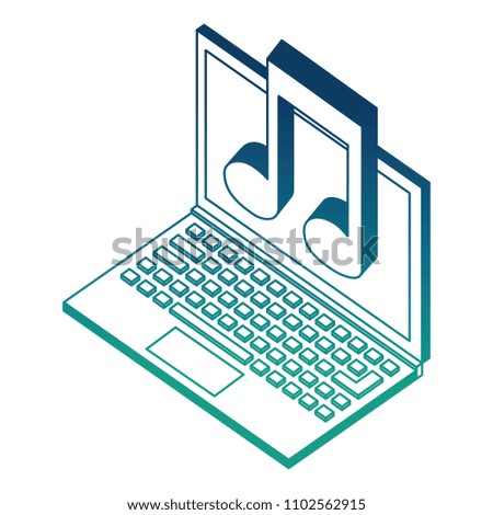 laptop and note music isometric design