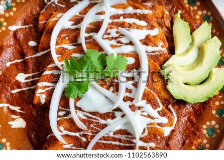 Traditional mexican red enchiladas
