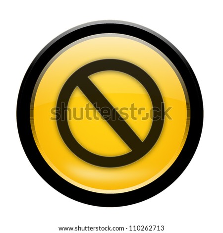 Yellow stop button isolated on white background