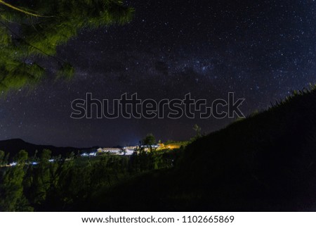 Beautiful milky Way at Probolinggo village, indonesia at night